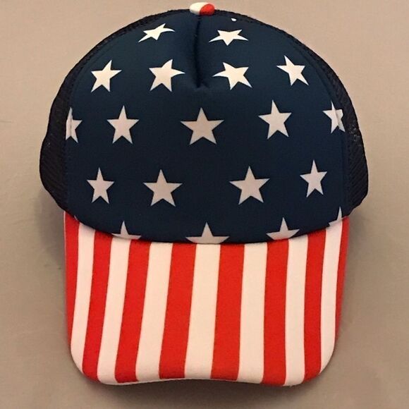 USA Stars & Stripes Red White and Blue SnapBack Trucker Hat - Picture 2 of 12